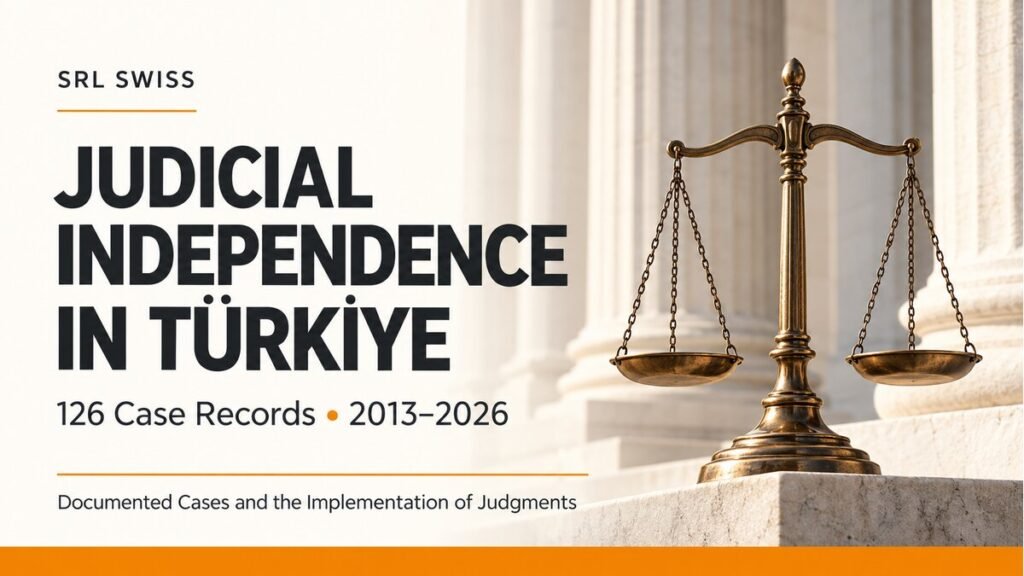 Der Bericht von SRL Swiss untersucht die richterliche Unabhängigkeit in der Türkiye anhand von 126 Fallaufzeichnungen vom 17. Dezember 2013 bis zum 20. Oktober 2026. Er zeigt, wie Entscheidungen über Richter und Staatsanwälte, Strafverfahren und