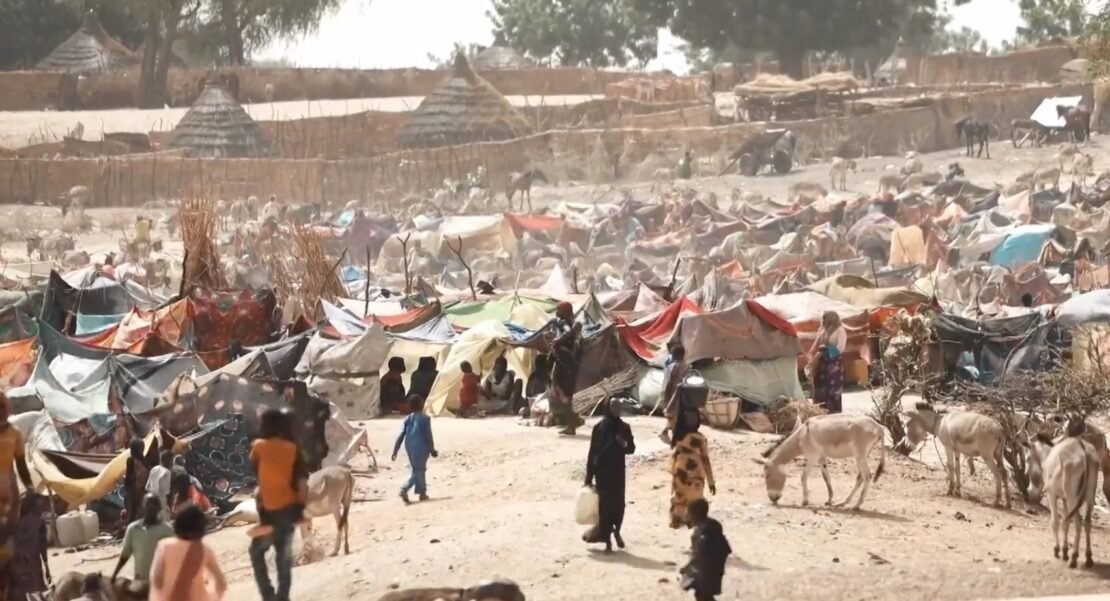 Archive photograph of a camp in Chad for people fleeing Sudan, 16 May 2023.